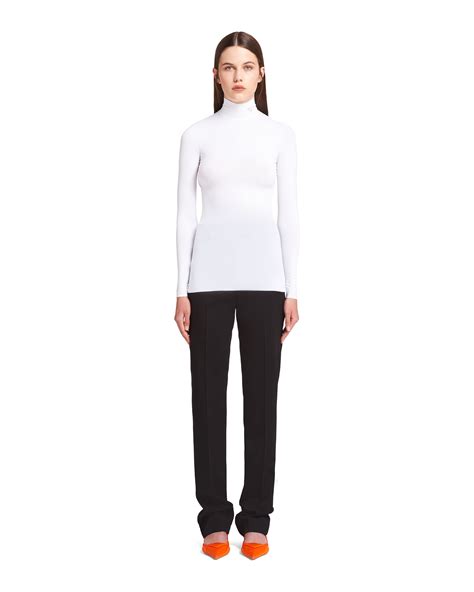 prada white turtleneck|White Jersey turtleneck top .